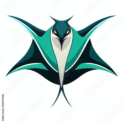 Sleek Manta Ray Vector Design White Background