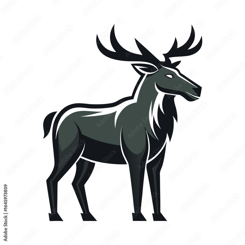 Obraz premium Sleek Moose Vector Design White Background