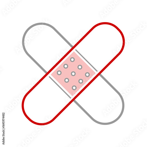 Minimalist crossed bandage icon. A vector graphic symbolizing first aid, medical support, wound care, and the concept of healing.