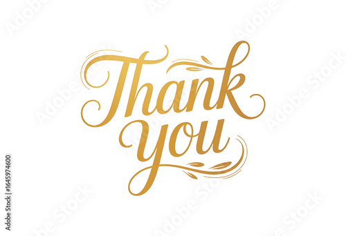 Elegant Golden Thank You Script – Transparent Background PNG for Commercial Use
