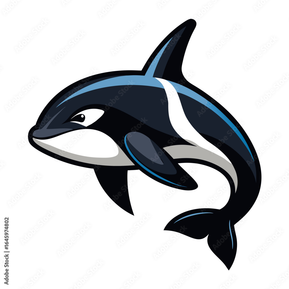 Fototapeta premium Sleek Orca Vector Design White Background