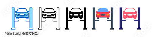 Car Lift Multiple Style Icon Set Collection. 