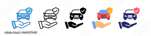 Car Insurance Multiple Style Icon Set Collection. 