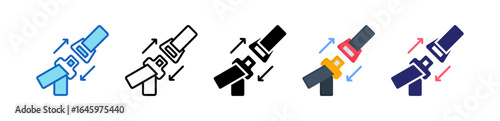 Seat Belt Multiple Style Icon Set Collection. 