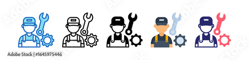 Mechanic Multiple Style Icon Set Collection. 