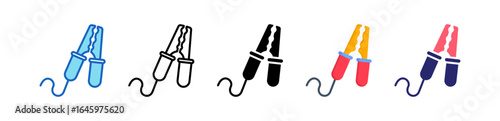 Jumper Cables Multiple Style Icon Set Collection. 