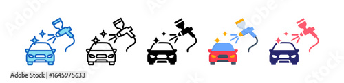 Car Painting Multiple Style Icon Set Collection. 