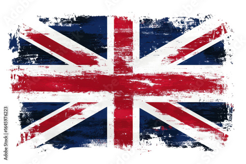 Grunge textured union jack flag of the united kingdom, isolated on transparent background