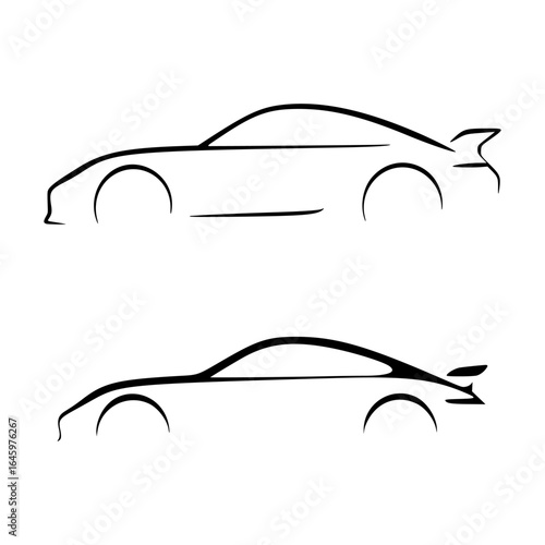 Simple Outline Sports Car with a Spoiler