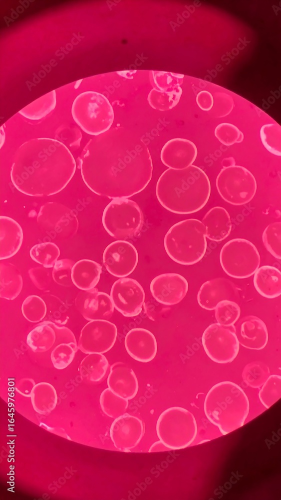 Obraz premium Microscopic view of round pink objects