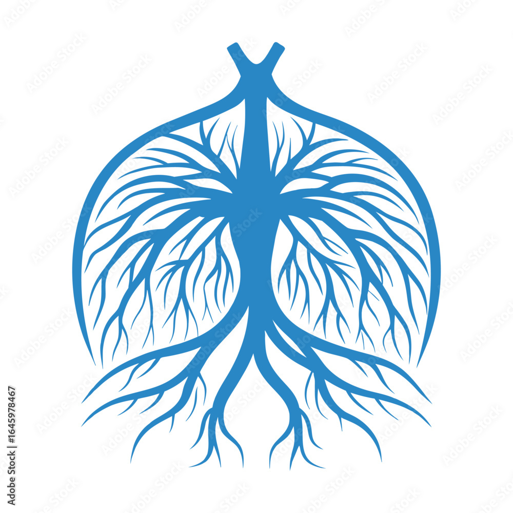 Blue human hart veins, isolated on white background