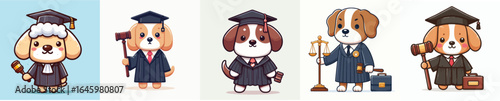 funny vector of dog in judge costume