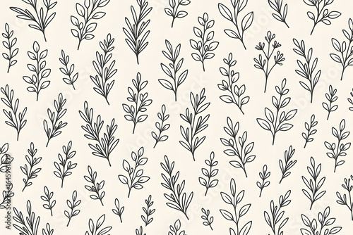 Floral Elegance: A sophisticated botanical pattern of hand-drawn leaves and stems creates a timeless and graceful design. 
