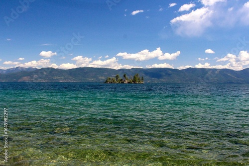 Obraz na plátně Goose Island at Flathead Lake, Montana