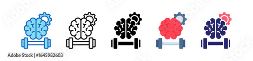 Brain Training Multiple Style Icon Set Collection. 