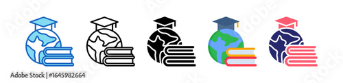 Global Learning Multiple Style Icon Set Collection. 