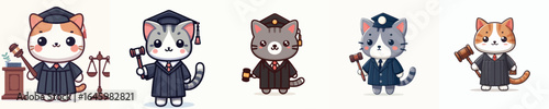 funny vector cat in judge costume