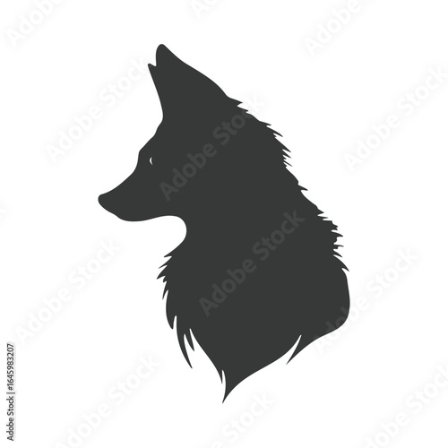 Black dog silhouette side profile vector illustration