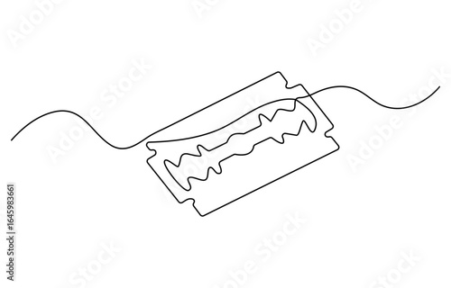 Dangerous razor blade in one continuous line drawing vector illustration