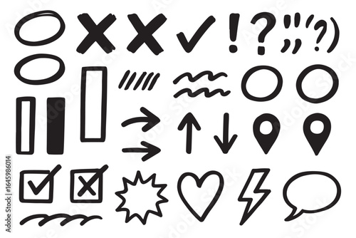 Sheet of brush pen sketches in a flat