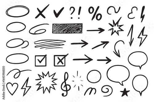 Playful scattered oval black doodle design