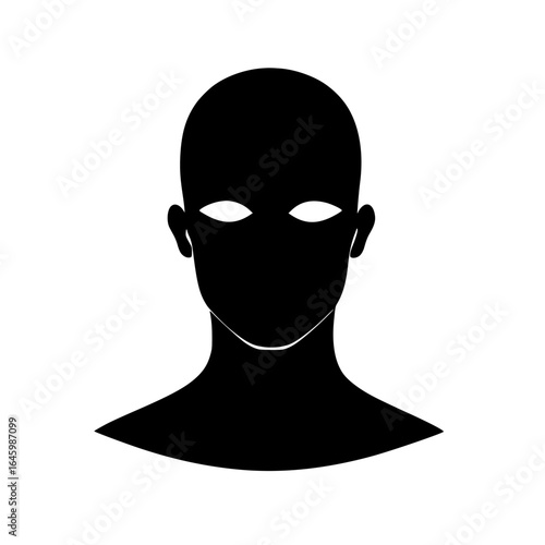 Black silhouette of a faceless head against a white background illustrating anonymity and identity concepts