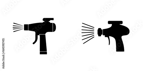 Different types of spray guns used for painting and coating work in workshops