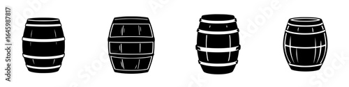 Different styles of barrels displayed against a white background highlighting craftsmanship in woodwork and storage solutions for beverages