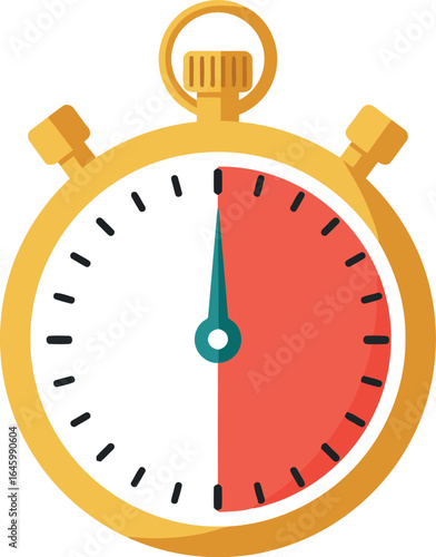 Golden stopwatch with red timer segment