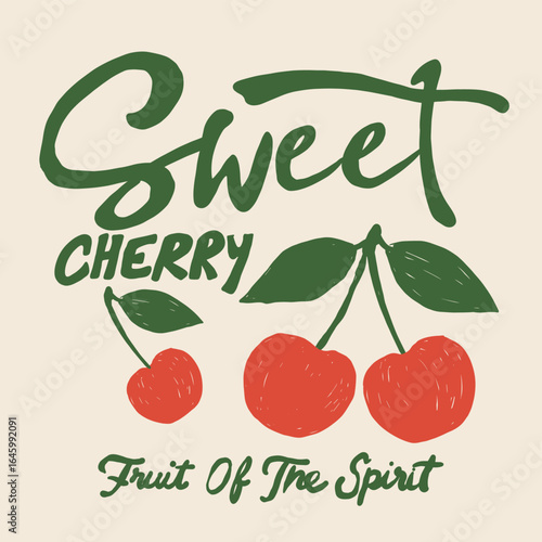 Eat well live well. Cherry sweet. Cherry fresh. Love cherry artwork. Cherry fruit print. Nature fruit club print design.