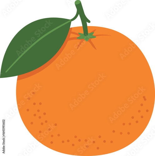 Vibrant orange fruit with green leaf