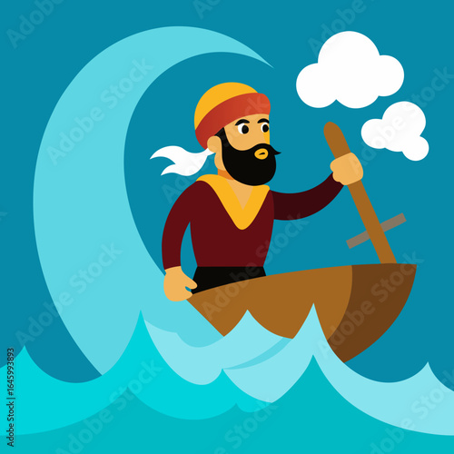 sindbad-steering-the-ship-through-waves-