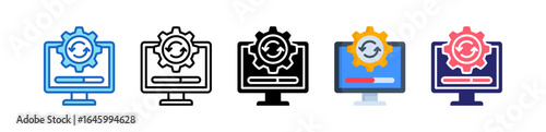System Update Multiple Style Icon Set Collection. 