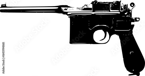 The Mauser M712 Schnellfeuer C96 Black and White Illustration
