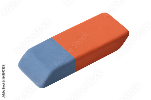 Blue and orange eraser on transparent background for removing mistakes
