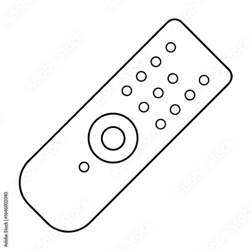 Minimalist line art illustration of a modern digital projector remote control