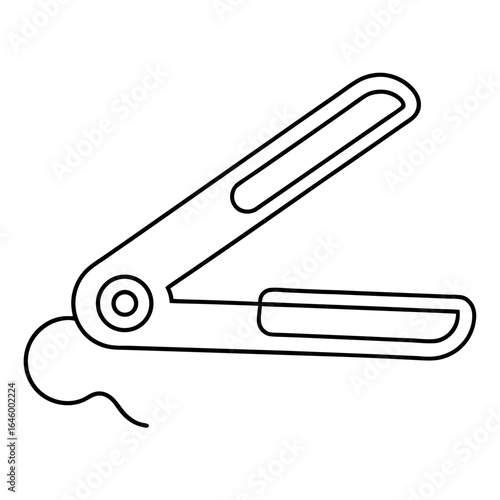 Minimalist illustration of a sleek modern hair straightening iron