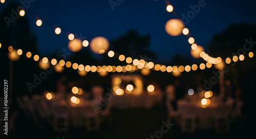 Outdoor evening party celebration with bokeh lights