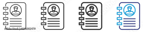 Contact Book Icon Set Illustration with Outline Style Variation