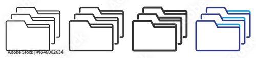 Folder Icon Set Illustration with Outline Style Variation