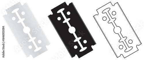 Minimalist Black and White Razor Blade Icon Set.