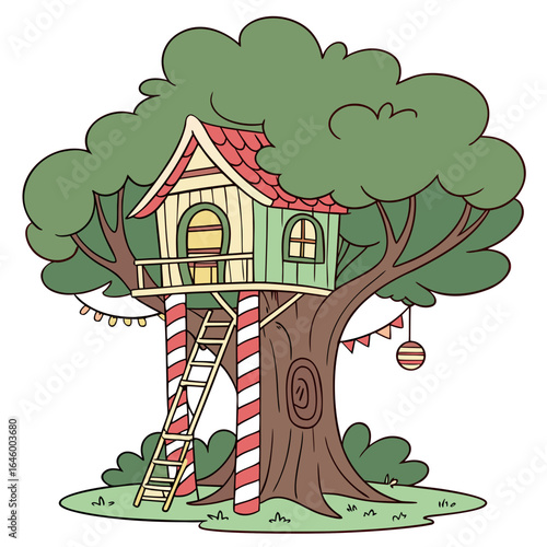 Whimsical Cartoon Treehouse