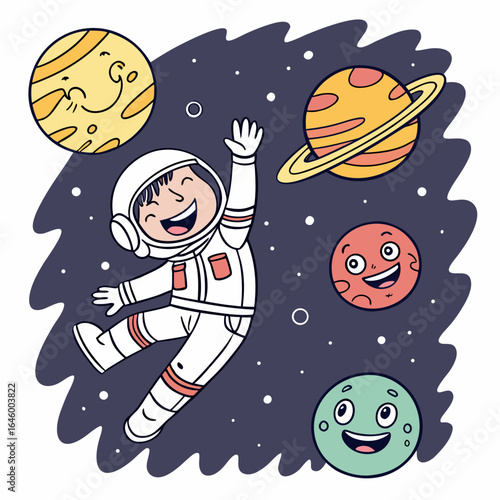 Happy Astronaut in Space