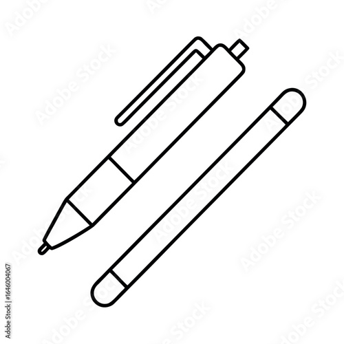 Minimalist clean line drawing of a smart pen with a stylus tip