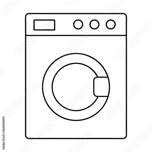 Minimalist line art of a front loading washing machine
