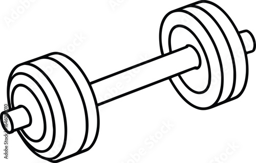 Dumbbell gym equipment outline drawing illustration. one continuous line drawing of barbel or dumbbell.weight, gym, single line, abstract, barbell, dumbbell, illustration, sport, design, equipment,
