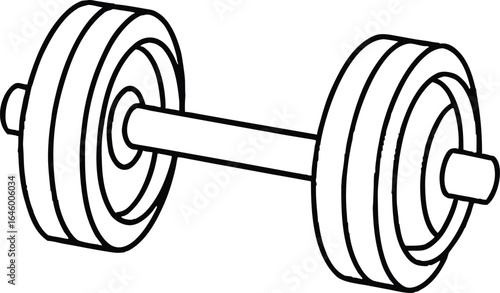 Dumbbell gym equipment outline drawing illustration. one continuous line drawing of barbel or dumbbell.weight, gym, single line, abstract, barbell, dumbbell, illustration, sport, design, equipment,