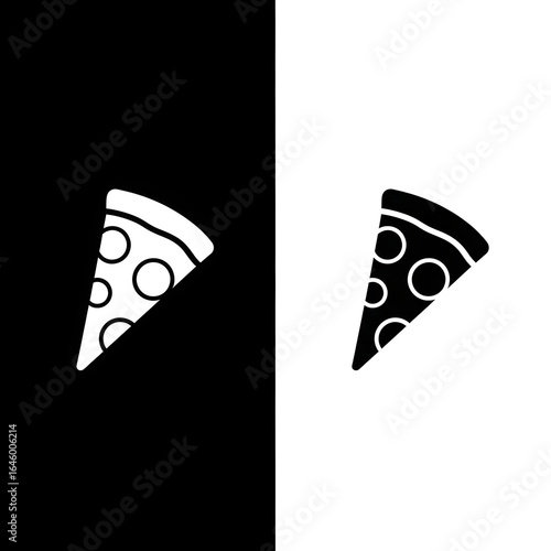 Minimalist Black and White Pizza Slice Icon – Flat Vector Design
