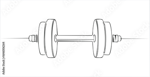 Dumbbell gym equipment outline drawing illustration. one continuous line drawing of barbel or dumbbell.weight, gym, single line, abstract, barbell, dumbbell, illustration, sport, design, equipment,