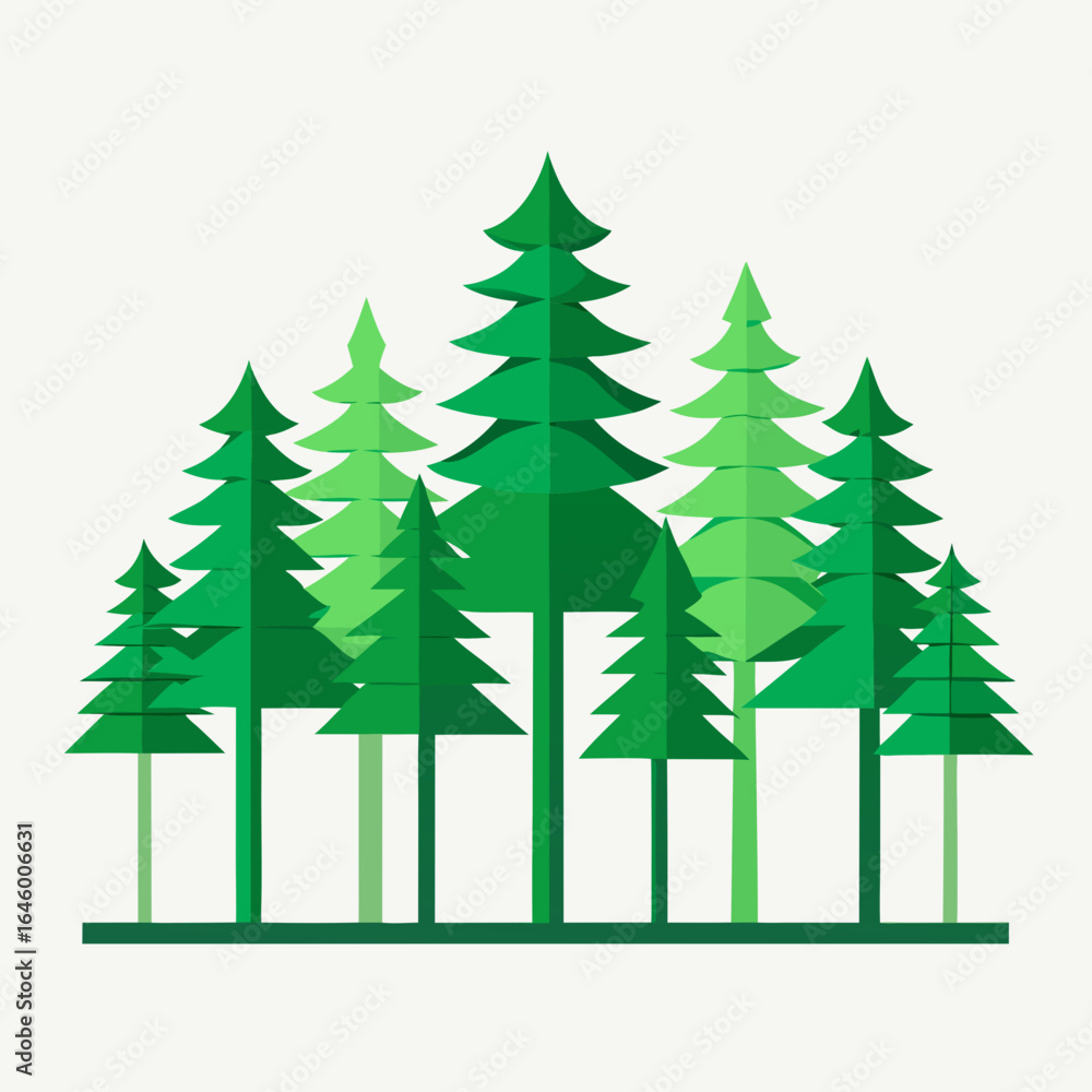 Obraz premium vector illustration of a set of trees
